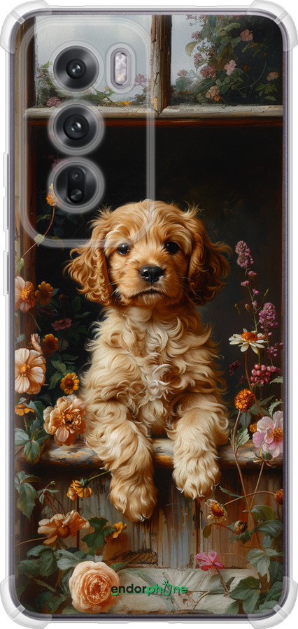 Силикон с усиленными углами чехол Щенок cocker spaniel для Oppo Reno12 5G - 6136sp-3742 изображение 