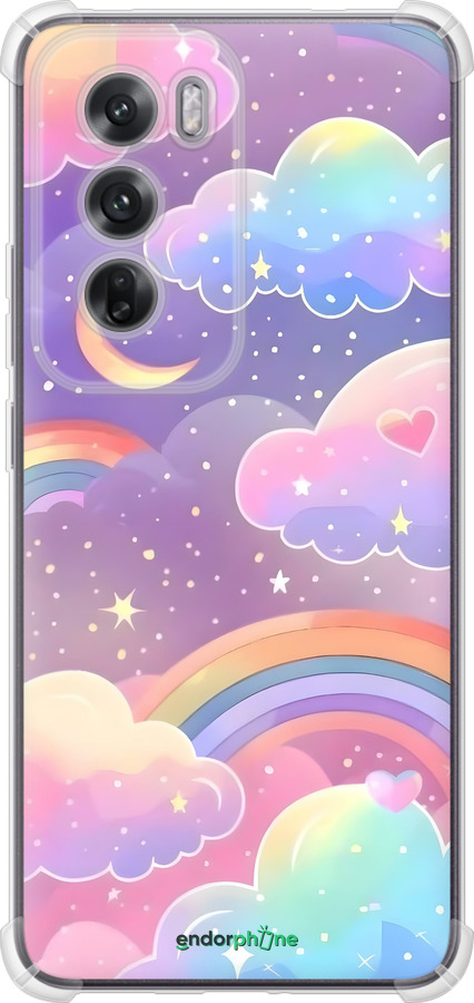 Силикон с усиленными углами чехол Облака и радуга для Oppo Reno12 5G - 6312sp-3742 изображение 