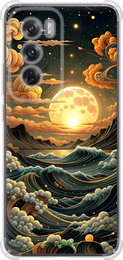 Силикон с усиленными углами чехол Арт волны для Oppo Reno12 5G - 6332sp-3742 изображение 