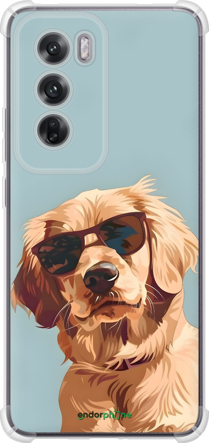 Силикон с усиленными углами чехол Пес в очках для Oppo Reno12 5G - 6381sp-3742 изображение 