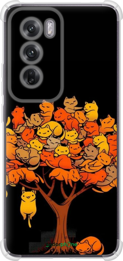 Силикон с усиленными углами чехол Дерево и котики для Oppo Reno12 5G - 6516sp-3742 изображение 