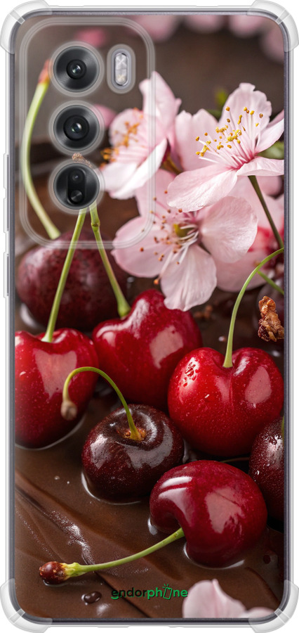 Силикон с усиленными углами чехол Вишня в шоколаде для Oppo Reno12 5G - 6698sp-3742 изображение 