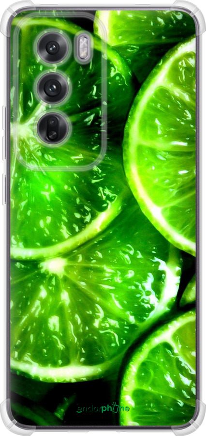 Силикон с усиленными углами чехол Зелёные дольки лимона для Oppo Reno12 5G - 852sp-3742 изображение 