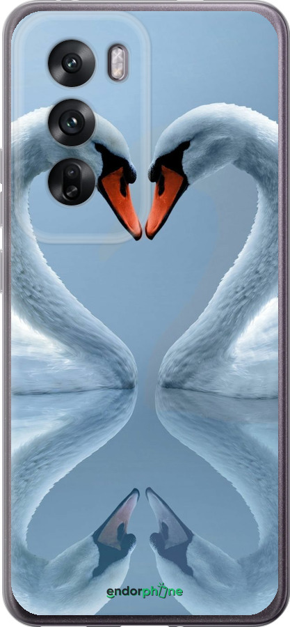 Силиконовый чехол Лебеди для Oppo Reno12 5G - 6007u-3742 изображение 