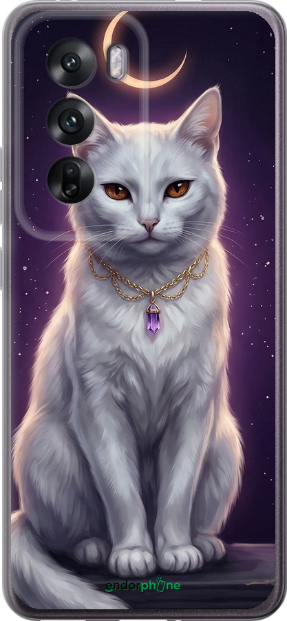 Силиконовый чехол Mystic White Cat Gothic Dark Purple Gold для Oppo Reno12 5G - 6805u-3742 изображение 