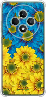 Силикон с усиленными углами чехол Жёлто-голубые цветы для Oppo Reno12 FS - 1048sp-3867 изображение 