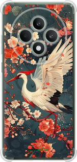 Силикон с усиленными углами чехол Сакура и аист для Oppo Reno12 FS - 6108sp-3867 изображение 