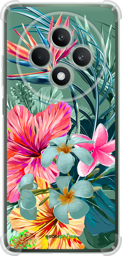 Силикон с усиленными углами чехол Тропические цветы v1 для Oppo Reno12 FS - 4667sp-3867 изображение 