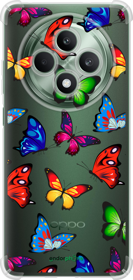 Силикон с усиленными углами чехол Красочные мотыльки для Oppo Reno12 FS - 4761sp-3867 изображение 