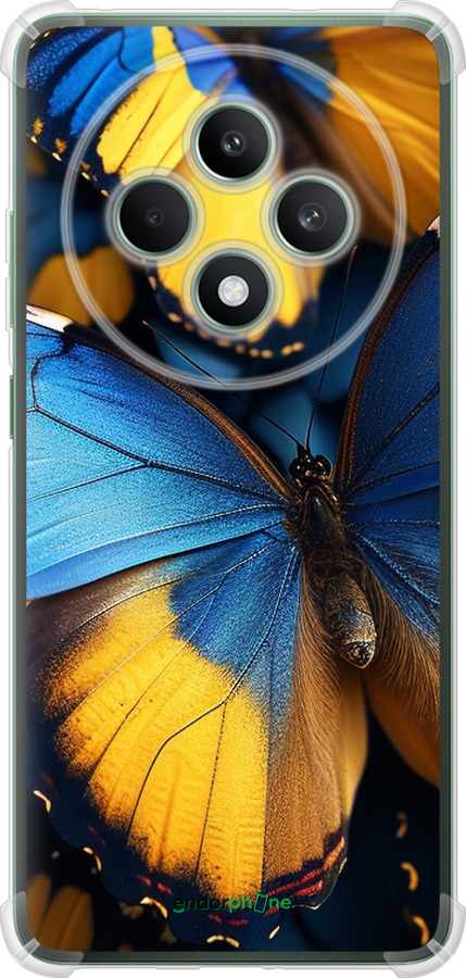Силикон с усиленными углами чехол Желто-голубые бабочки для Oppo Reno12 FS - 6046sp-3867 изображение 