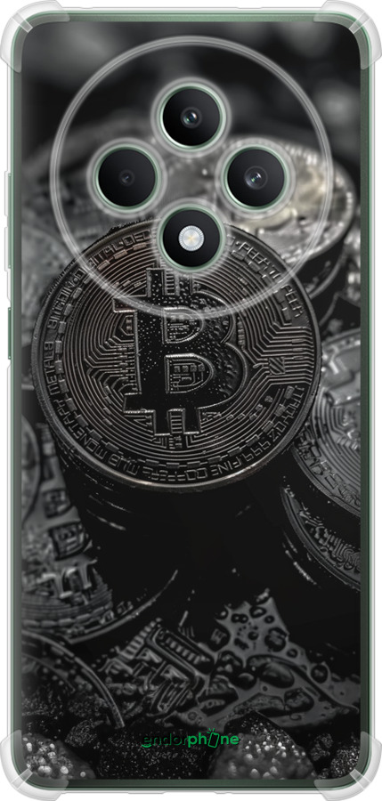 Силикон с усиленными углами чехол Black Bitcoin для Oppo Reno12 FS - 6090sp-3867 изображение 
