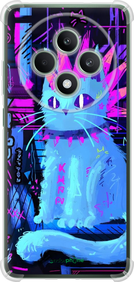 Силикон с усиленными углами чехол Кот панк для Oppo Reno12 FS - 6311sp-3867 изображение 