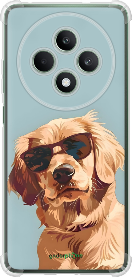 Силикон с усиленными углами чехол Пес в очках для Oppo Reno12 FS - 6381sp-3867 изображение 