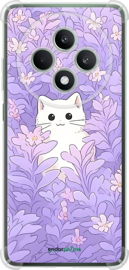 Силикон с усиленными углами чехол Котик в цветах для Oppo Reno12 FS - 6390sp-3867 изображение 