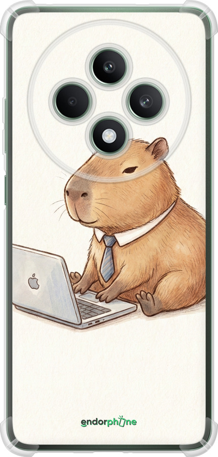 Силіконовий протиударний с посиленими кутами чехол Funny Capybara CEO Working для Oppo Reno12 FS - 6777sp-3867 изображение 