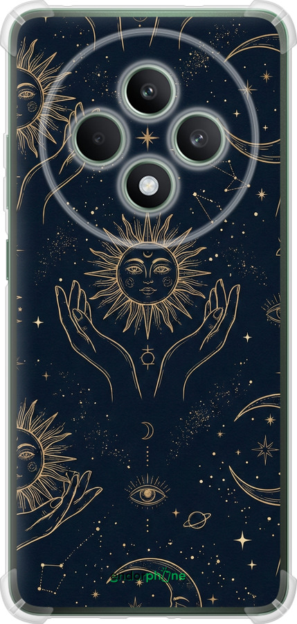 Силикон с усиленными углами чехол Celestial Harmony: Sun & Moon Gold Mystic Pattern для Oppo Reno12 FS - 6778sp-3867 изображение 