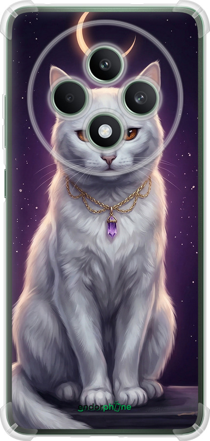 Силикон с усиленными углами чехол Mystic White Cat Gothic Dark Purple Gold для Oppo Reno12 FS - 6805sp-3867 изображение 