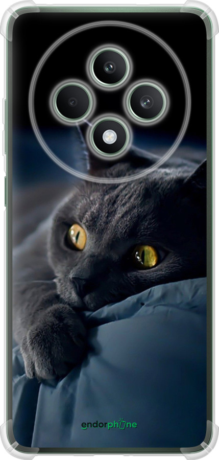 Силикон с усиленными углами чехол Дымчатый кот для Oppo Reno12 FS - 825sp-3867 изображение 