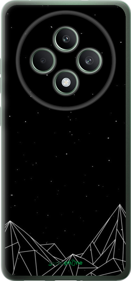 Силиконовый чехол Черно белые абстрактные горы для Oppo Reno12 F 5G - 6437u-3771 изображение 
