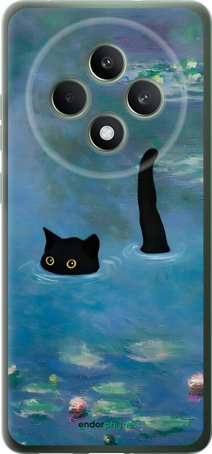 Силиконовый чехол С изображением кота и водяной лилии Monet для Oppo Reno12 FS - 6519u-3867 изображение 