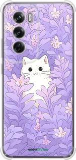 Силикон с усиленными углами чехол Котик в цветах для Oppo Reno12 Pro 5G - 6390sp-3740 изображение 