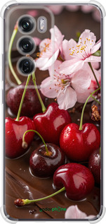 Силикон с усиленными углами чехол Вишня в шоколаде для Oppo Reno12 Pro 5G - 6698sp-3740 изображение 