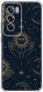 Силіконовий протиударний с посиленими кутами чехол Celestial Harmony: Sun & Moon Gold Mystic Pattern для Oppo Reno12 Pro 5G - 6778sp-3740 изображение 