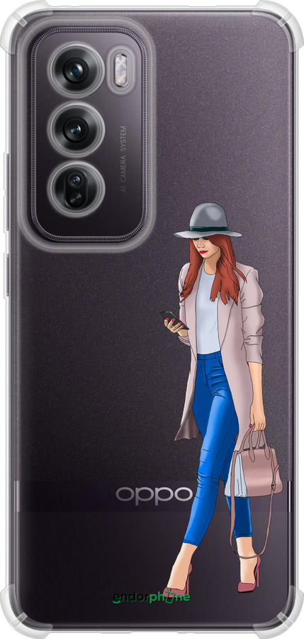 Силикон с усиленными углами чехол Девушка 1 для Oppo Reno12 Pro 5G - 4751sp-3740 изображение 