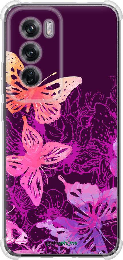 Силикон с усиленными углами чехол Бабочки v2 для Oppo Reno12 Pro 5G - 5475sp-3740 изображение 