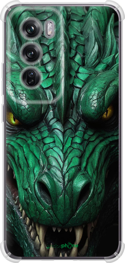 Силикон с усиленными углами чехол Зелёный дракон v2 для Oppo Reno12 Pro 5G - 5817sp-3740 изображение 