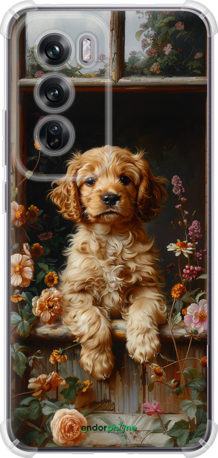 Силикон с усиленными углами чехол Щенок cocker spaniel для Oppo Reno12 Pro 5G - 6136sp-3740 изображение 