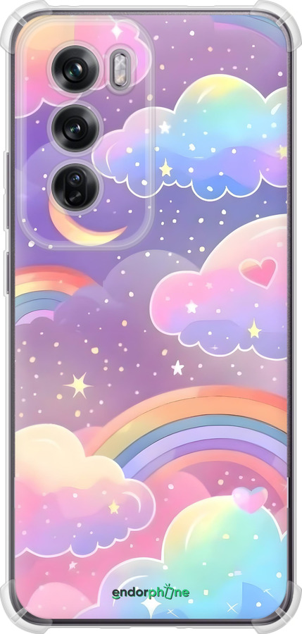 Силикон с усиленными углами чехол Облака и радуга для Oppo Reno12 Pro 5G - 6312sp-3740 изображение 