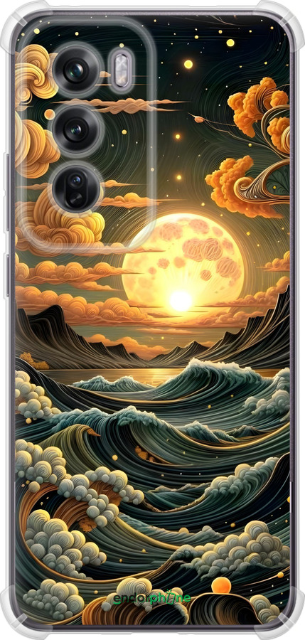 Силикон с усиленными углами чехол Арт волны для Oppo Reno12 Pro 5G - 6332sp-3740 изображение 