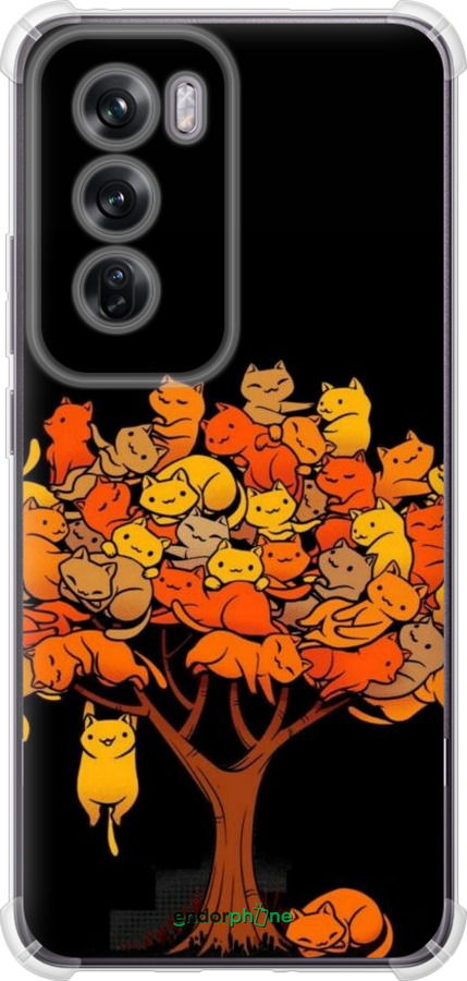 Силикон с усиленными углами чехол Дерево и котики для Oppo Reno12 Pro 5G - 6516sp-3740 изображение 