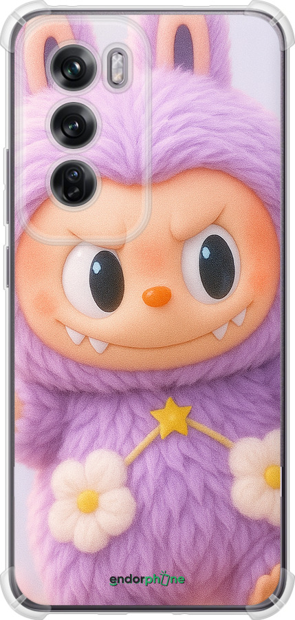 Силіконовий протиударний с посиленими кутами чехол Лабубу для Oppo Reno12 Pro 5G - 6708sp-3740 изображение 