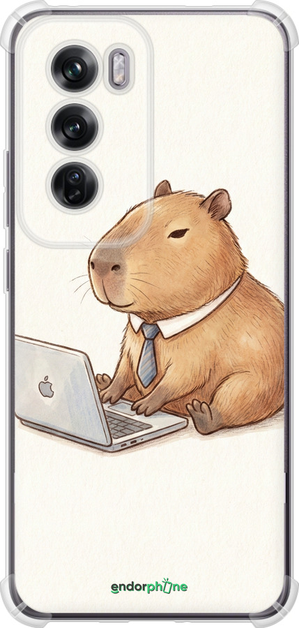Силикон с усиленными углами чехол Funny Capybara CEO Working для Oppo Reno12 Pro 5G - 6777sp-3740 изображение 