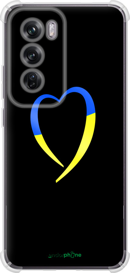 Силикон с усиленными углами чехол Жёлто-голубое сердце для Oppo Reno12 Pro 5G - 885sp-3740 изображение 
