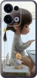 Силиконовый чехол Милая девочка с зайчиком для Oppo Reno13 5G - 4039u-3944 изображение 