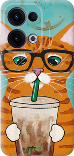 Силиконовый чехол Зеленоглазый кот в очках для Oppo Reno13 5G - 4054u-3944 изображение 