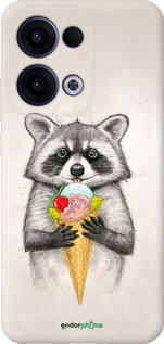 Силиконовый чехол Енотик с мороженым для Oppo Reno13 5G - 4602u-3944 изображение 
