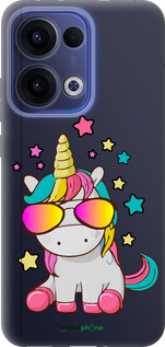 Силиконовый чехол Единорог в очках для Oppo Reno13 5G - 4879u-3944 изображение 