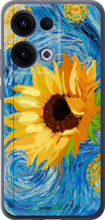 Силиконовый чехол Цветы желто-голубые для Oppo Reno13 5G - 5308u-3944 изображение 