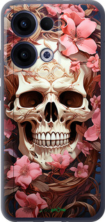 Силіконовий чехол Череп у рожевих квітах для Oppo Reno13 5G - 5965u-3944 изображение 