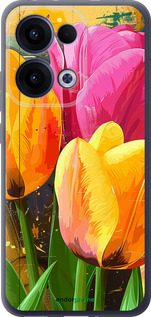 Силиконовый чехол 'Нарисованные тюльпаны' для Oppo Reno13 5G изображение 1