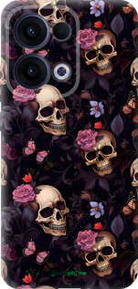 Силиконовый чехол Черепа и розы для Oppo Reno13 5G - 6316u-3944 изображение 
