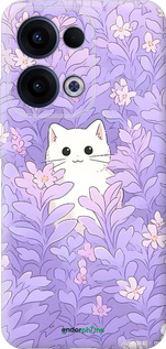 Силиконовый чехол Котик в цветах для Oppo Reno13 5G - 6390u-3944 изображение 