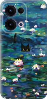 Силиконовый чехол Чехол с изображением водяных лилий Моне и кошек для Oppo Reno13 5G - 6399u-3944 изображение 