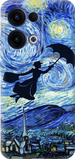 Силиконовый чехол С изображением Мэри Поппинс «Звездная ночь» для Oppo Reno13 5G - 6487u-3944 изображение 