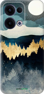 Силиконовый чехол Ночной пейзаж с лесом и горами для Oppo Reno13 5G - 6493u-3944 изображение 
