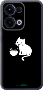 Силиконовый чехол С милым котом на черном фоне для Oppo Reno13 5G - 6528u-3944 изображение 